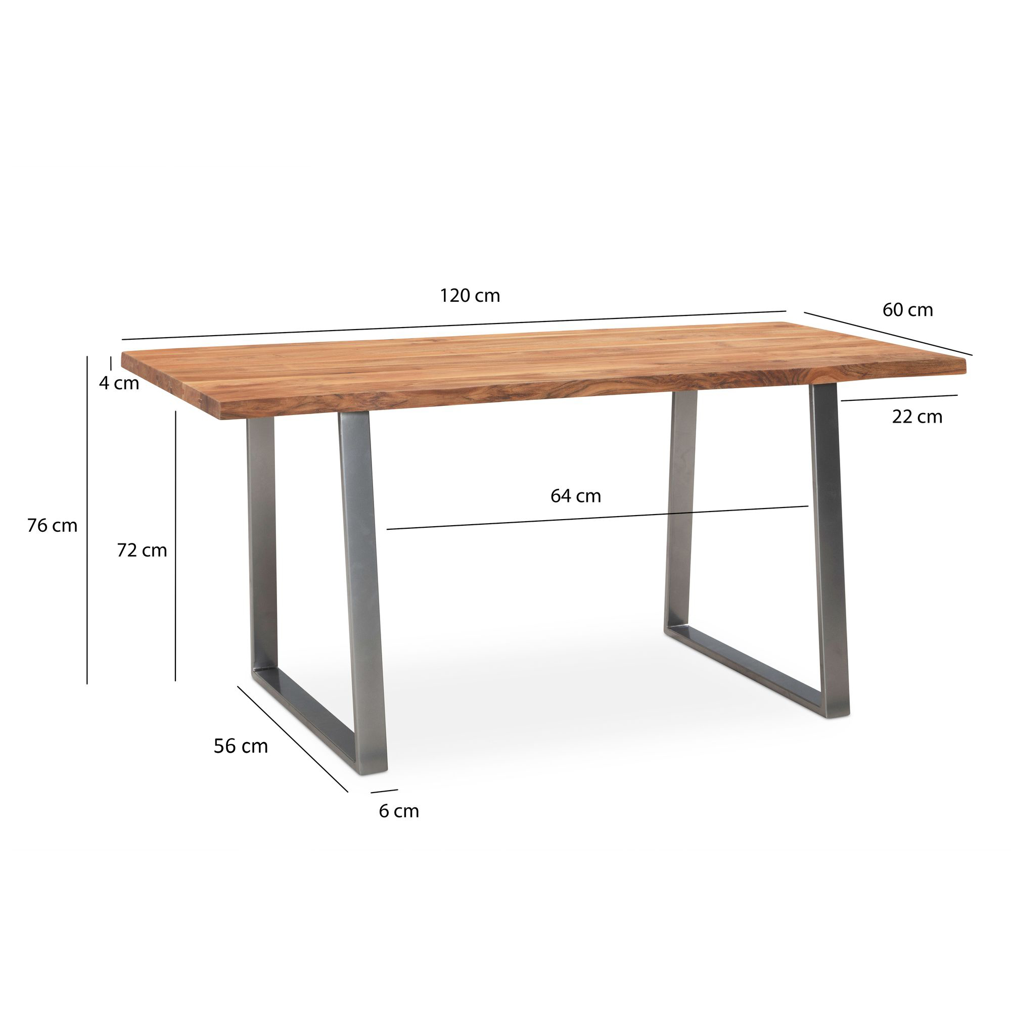FineBuy Esszimmertisch 120x60x76 cm Akazie Massivholz / Metall Esstisch Baumkante, Küchentisch Massiv mit Trapezbeinen in Chrom, Holztisch Speisetisch Esszimmer Rechteckig | Farbe: Braun FineBuy Esszimmertisch 120x60x76 cm Akazie Massivholz / Metall Esstisch Baumkante, Küchentisch Massiv mit Trapezbeinen in Chrom, Holztisch Speisetisch Esszimmer Rechteckig | Farbe: Braun