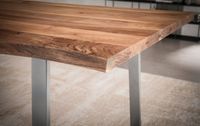 Esszimmertisch FineBuy Esstisch 120 cm Massivholz Küchentisch Baumkante Chrom – Ansicht 4