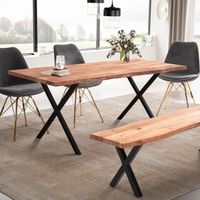Esstisch FineBuy Esszimmertisch 120 cm Akazie Massivholz Küchentisch Baumkante – Ansicht 1