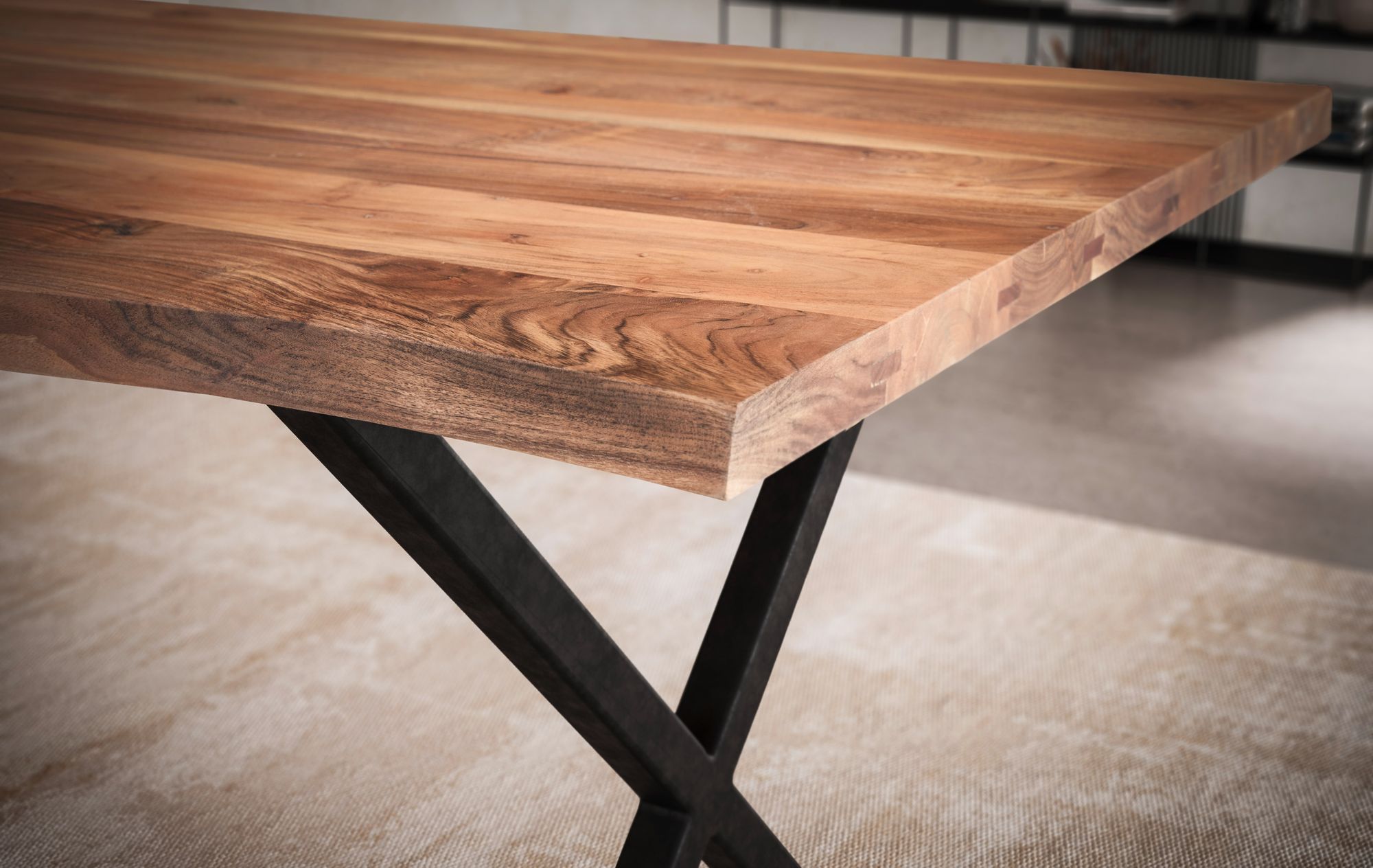 FineBuy Esszimmertisch Akazie Massivholz / Metall Esstisch Baumkante, Küchentisch Massiv mit X-Beinen in Schwarz, Holztisch Speisetisch Esszimmer Rechteckig | Farbe: Braun FineBuy Esszimmertisch Akazie Massivholz / Metall Esstisch Baumkante, Küchentisch Massiv mit X-Beinen in Schwarz, Holztisch Speisetisch Esszimmer Rechteckig | Farbe: Braun