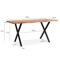 Esstisch FineBuy Esszimmertisch Akazie Massivholz Metall Küchentisch Baumkante – Ansicht 3