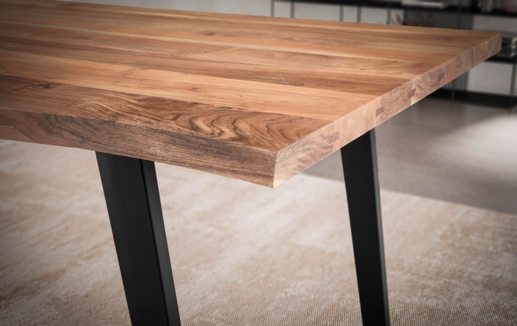 FineBuy Esszimmertisch 120x60x76 cm Akazie Massivholz / Metall Esstisch Baumkante, Küchentisch Massiv mit U-Beinen in Schwarz, Holztisch Speisetisch Esszimmer Rechteckig | Farbe: Braun FineBuy Esszimmertisch 120x60x76 cm Akazie Massivholz / Metall Esstisch Baumkante, Küchentisch Massiv mit U-Beinen in Schwarz, Holztisch Speisetisch Esszimmer Rechteckig | Farbe: Braun