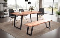 Esstisch FineBuy Esszimmertisch 120 cm Akazie Massivholz Baumkante Küchentisch – Ansicht 2
