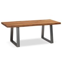 Couchtisch FineBuy Sofatisch 120 cm Massivholz Chrom Wohnzimmertisch Baumkante – Ansicht 6