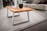 Couchtisch FineBuy Sofatisch 120 cm Massivholz Chrom Wohnzimmertisch Baumkante – Ansicht 4