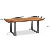 Couchtisch FineBuy Sofatisch 120 cm Massivholz Chrom Wohnzimmertisch Baumkante – Ansicht 3