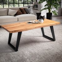 Couchtisch FineBuy Sofatisch 120 cm Baumkante Akazie Massivholz Wohnzimmertisch – Ansicht 1
