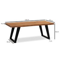 Couchtisch FineBuy Sofatisch 120 cm Baumkante Akazie Massivholz Wohnzimmertisch – Ansicht 3