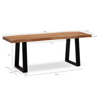 Garderobenbank FineBuy Sitzbank Akazie Massivholz 120 cm Baumkante Flurbank – Ansicht 3