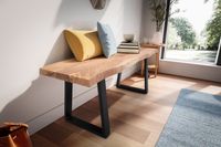Garderobenbank FineBuy Sitzbank Akazie Massivholz 120 cm Baumkante Flurbank – Ansicht 4