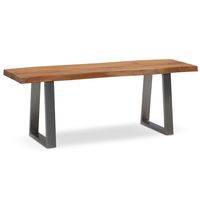 Garderobenbank FineBuy Sitzbank Akazie Massivholz 120 cm Baumkante Flurbank – Ansicht 6