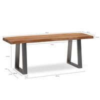 Garderobenbank FineBuy Sitzbank Akazie Massivholz 120 cm Baumkante Flurbank – Ansicht 3