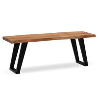 Garderobenbank FineBuy Sitzbank Akazie Massivholz 120 cm Baumkante Flurbank – Ansicht 6