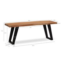 Garderobenbank FineBuy Sitzbank Akazie Massivholz 120 cm Baumkante Flurbank – Ansicht 3