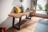 Garderobenbank FineBuy Sitzbank Akazie Massivholz 120 cm Baumkante Flurbank – Ansicht 4