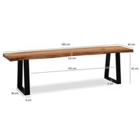 Esszimmerbank FineBuy Sitzbank Akazie Massivholz 180 cm Essbank Baumkante Groß – Ansicht 3