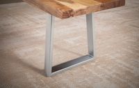 Esszimmerbank FineBuy Sitzbank Akazie Massivholz 180 cm Essbank Baumkante Chrom – Ansicht 5
