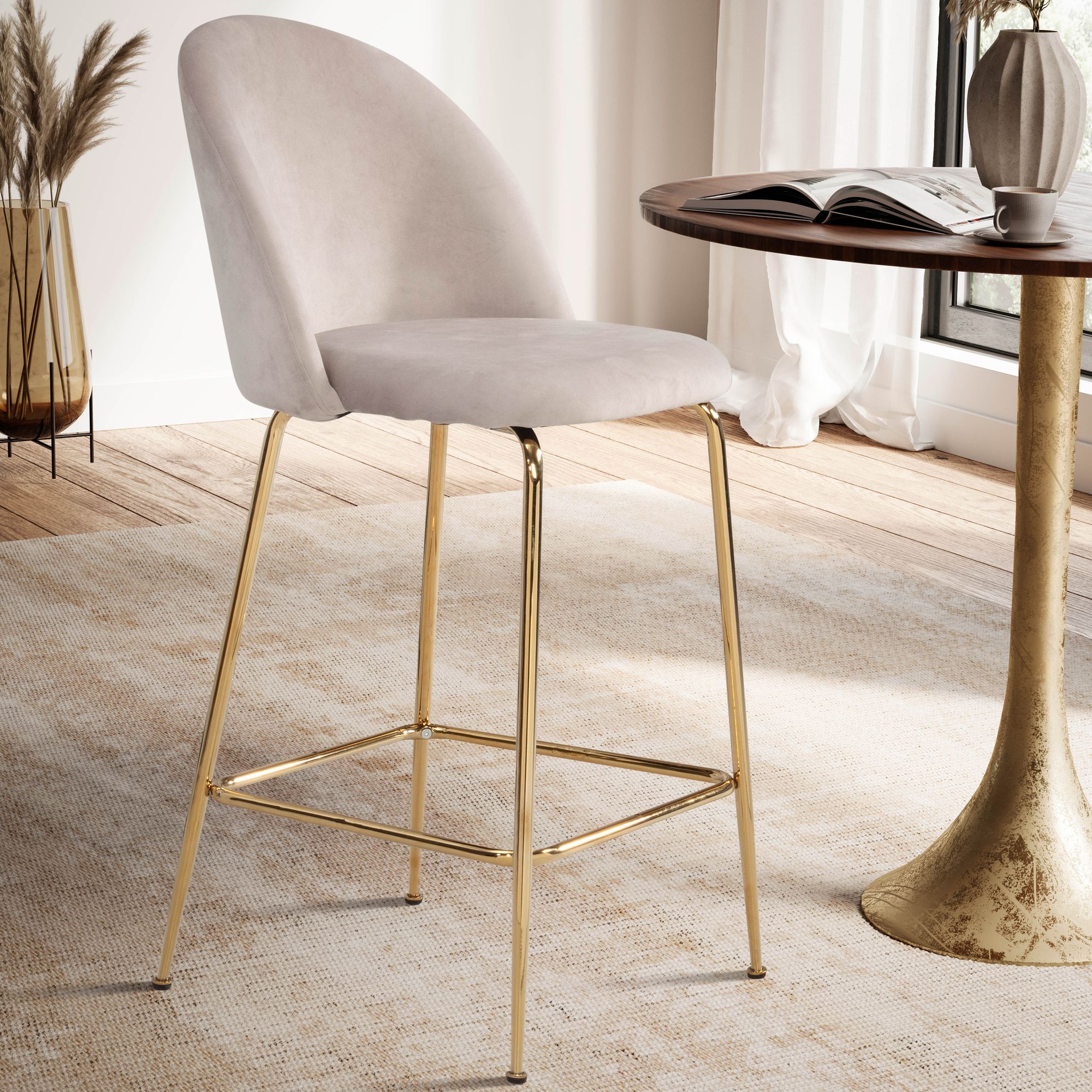 FineBuy 2er Set Barhocker Samt Hocker mit Lehne & goldenen Beinen, Küchenhocker Skandinavisch Stoff / Metall 110 kg, Design Barstuhl Tresenhocker, Bistrohocker Gepolstert | Farbe: Schwarz FineBuy 2er Set Barhocker Samt Hocker mit Lehne & goldenen Beinen, Küchenhocker Skandinavisch Stoff / Metall 110 kg, Design Barstuhl Tresenhocker, Bistrohocker Gepolstert | Farbe: Schwarz