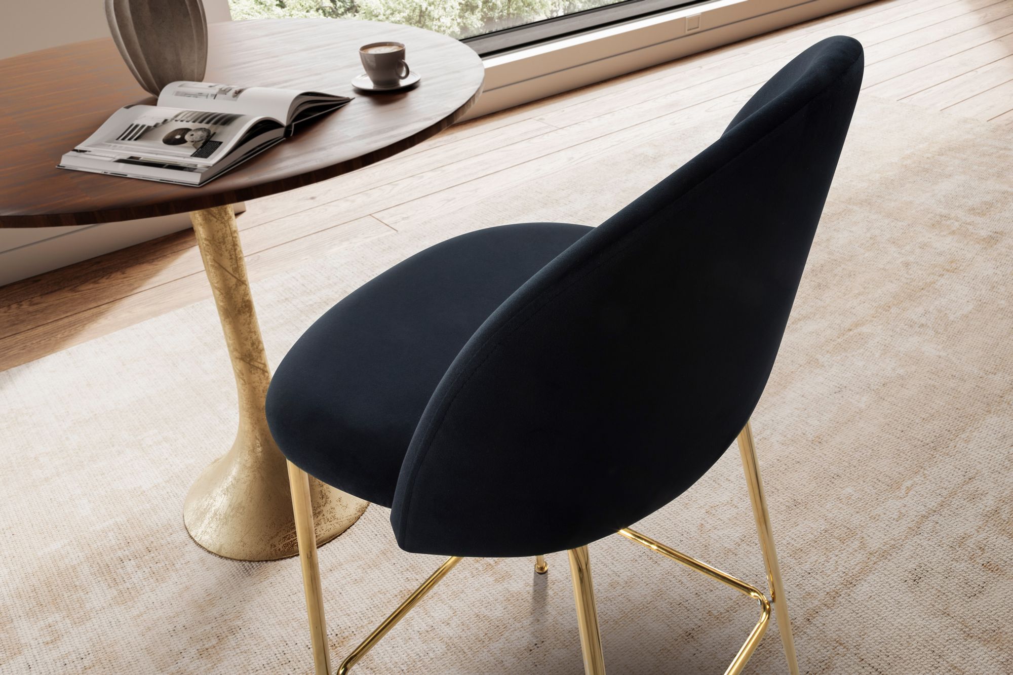 FineBuy 2er Set Barhocker Samt Hocker mit Lehne & goldenen Beinen, Küchenhocker Skandinavisch Stoff / Metall 110 kg, Design Barstuhl Tresenhocker, Bistrohocker Gepolstert | Farbe: Schwarz FineBuy 2er Set Barhocker Samt Hocker mit Lehne & goldenen Beinen, Küchenhocker Skandinavisch Stoff / Metall 110 kg, Design Barstuhl Tresenhocker, Bistrohocker Gepolstert | Farbe: Schwarz