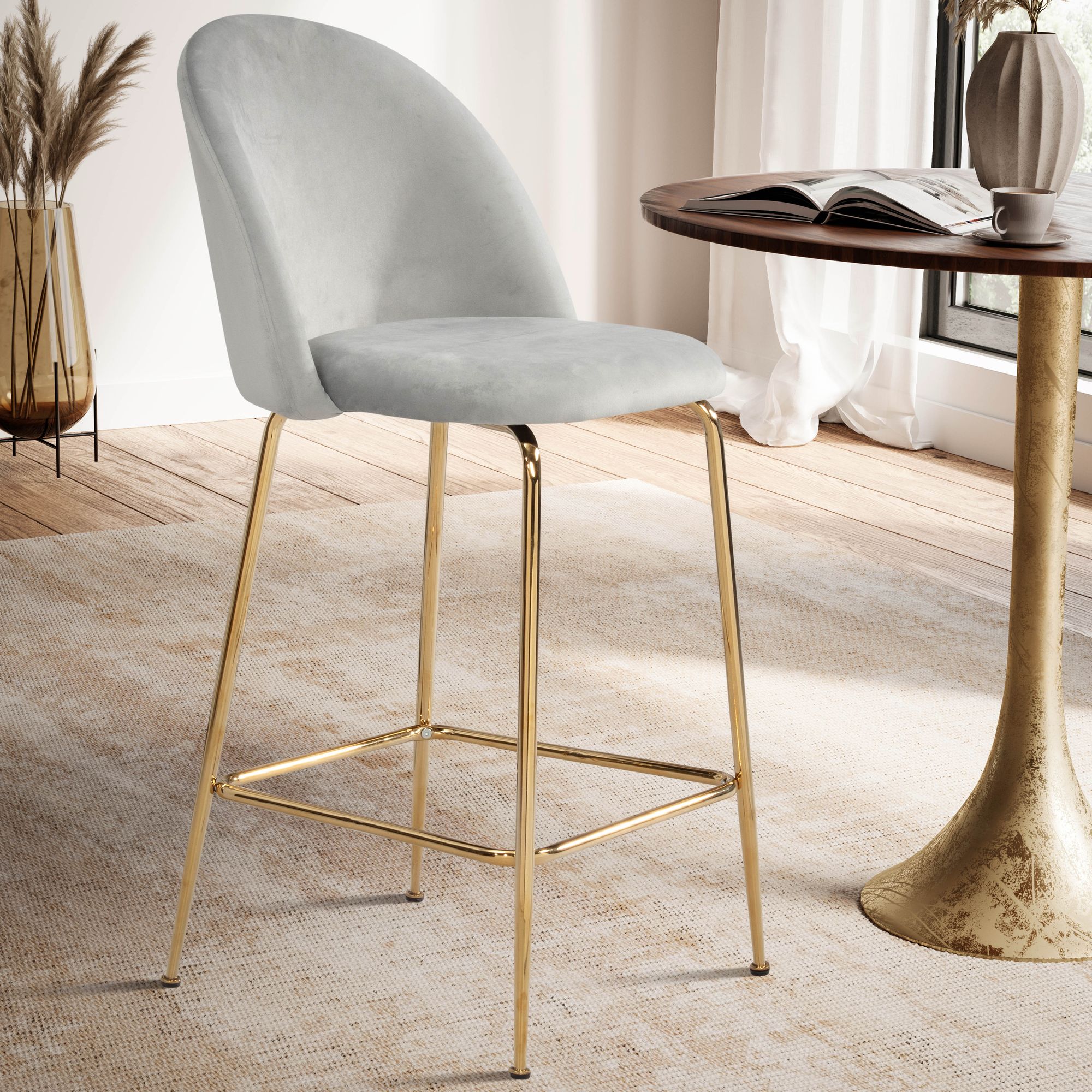 FineBuy 2er Set Barhocker Samt Hocker mit Lehne & goldenen Beinen, Küchenhocker Skandinavisch Stoff / Metall 110 kg, Design Barstuhl Tresenhocker, Bistrohocker Gepolstert | Farbe: Schwarz FineBuy 2er Set Barhocker Samt Hocker mit Lehne & goldenen Beinen, Küchenhocker Skandinavisch Stoff / Metall 110 kg, Design Barstuhl Tresenhocker, Bistrohocker Gepolstert | Farbe: Schwarz