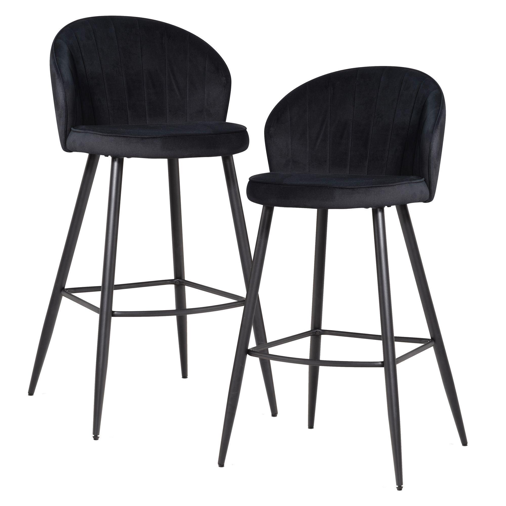FineBuy 2er Set Barhocker Samt Hocker mit Lehne, Küchenhocker Skandinavisch Stoff / Metall 110 kg, Design Barstuhl Tresenhocker, Bistrohocker Gepolstert | Farbe: Grau