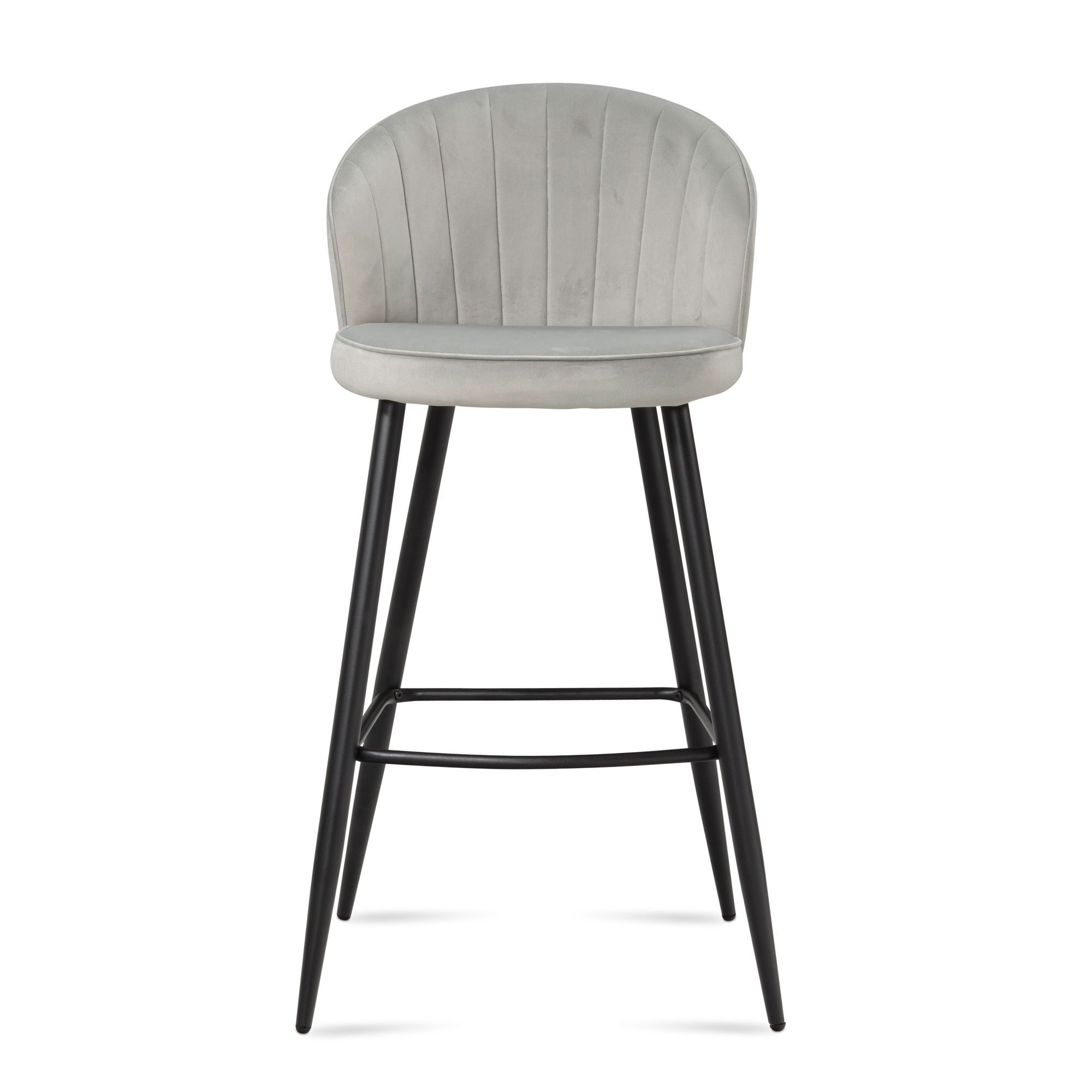 FineBuy 2er Set Barhocker Samt Hocker mit Lehne, Küchenhocker Skandinavisch Stoff / Metall 110 kg, Design Barstuhl Tresenhocker, Bistrohocker Gepolstert | Farbe: Grau