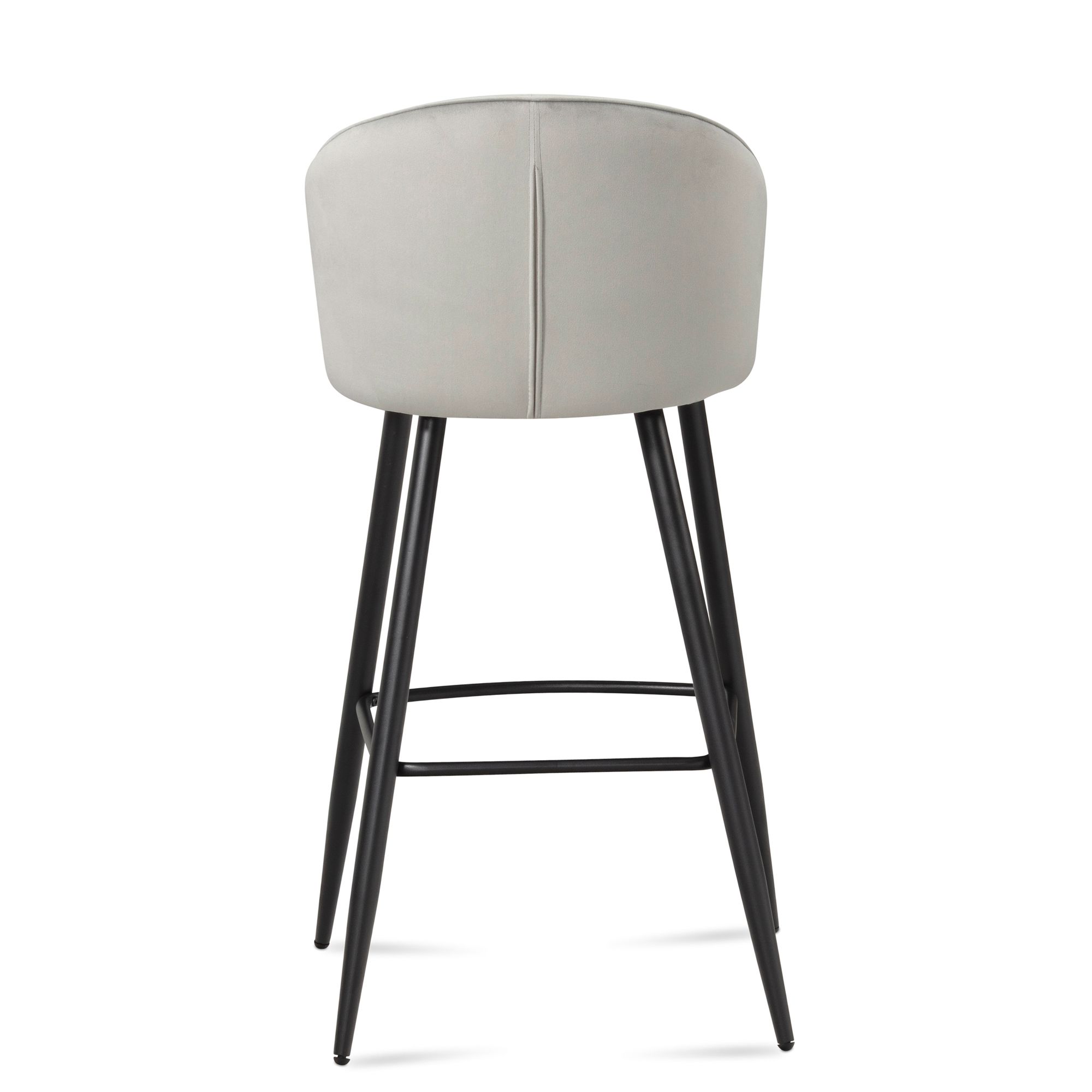 FineBuy 2er Set Barhocker Samt Hocker mit Lehne, Küchenhocker Skandinavisch Stoff / Metall 110 kg, Design Barstuhl Tresenhocker, Bistrohocker Gepolstert | Farbe: Grau