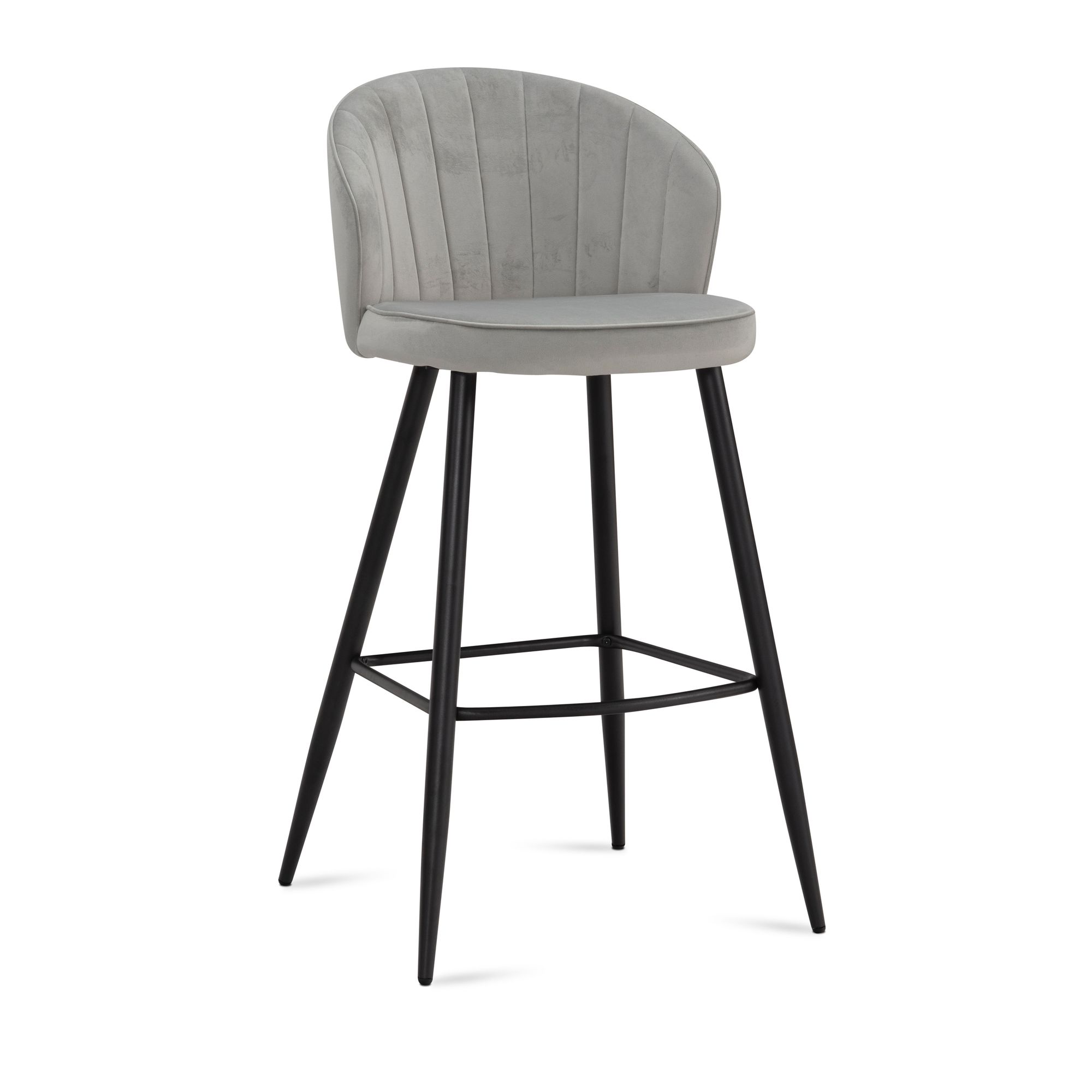 FineBuy 2er Set Barhocker Samt Hocker mit Lehne, Küchenhocker Skandinavisch Stoff / Metall 110 kg, Design Barstuhl Tresenhocker, Bistrohocker Gepolstert | Farbe: Grau