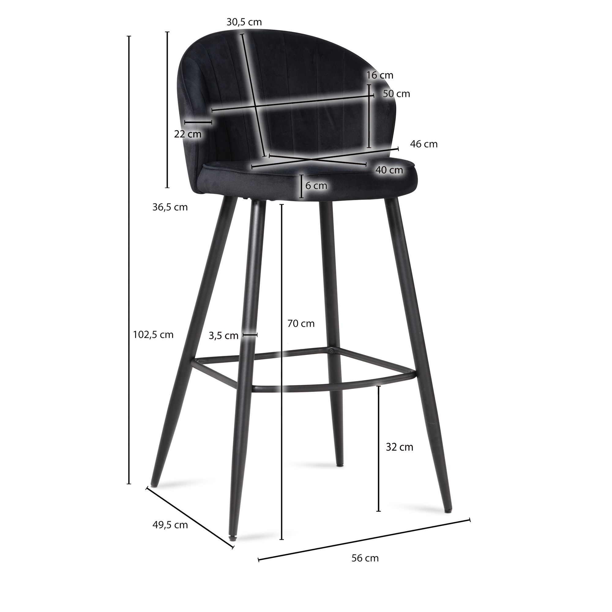 FineBuy 2er Set Barhocker Samt Hocker mit Lehne, Küchenhocker Skandinavisch Stoff / Metall 110 kg, Design Barstuhl Tresenhocker, Bistrohocker Gepolstert | Farbe: Grau