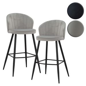 SV101788 FineBuy 2er Set Barhocker Samt Hocker mit Lehne 56x102,5x52,5 cm, Küchenhocker Skandinavisch Stoff / Metall 110 kg, Design Barstuhl Tresenhocker, Bistrohocker Gepolstert