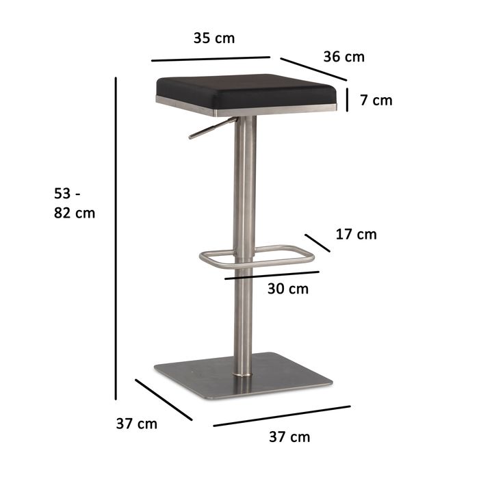 Barhocker FineBuy Tresenhocker Schwarz Kunstleder Edelstahl Barstuhl Modern – Maßzeichnung