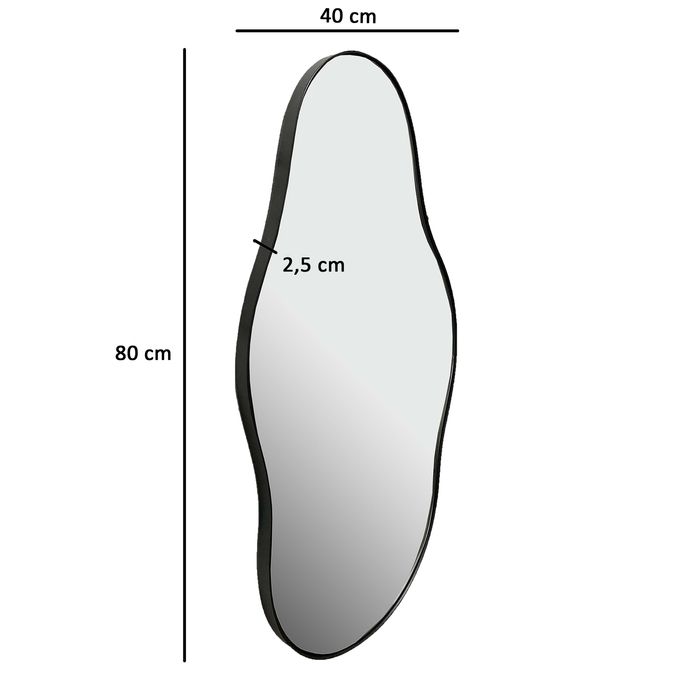 Design Wandspiegel FineBuy in organischer Form 40x80 cm Spiegel Flur Garderobe – Maßzeichnung