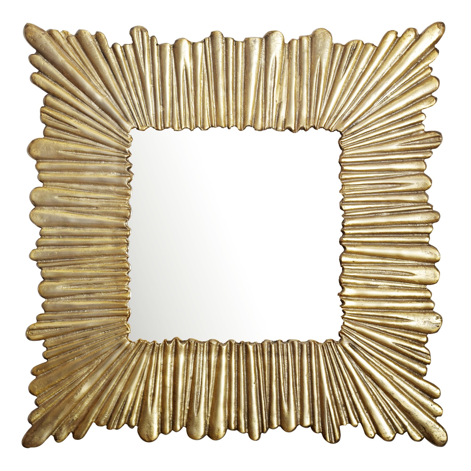 FineBuy Wandspiegel 75x75 cm Metall Design Hängespiegel Gold, Aluminium Dekospiegel Quadratisch mit Rahmen, Spiegel Wand Groß, Flurspiegel Garderobenspiegel Modern | Farbe: Gold