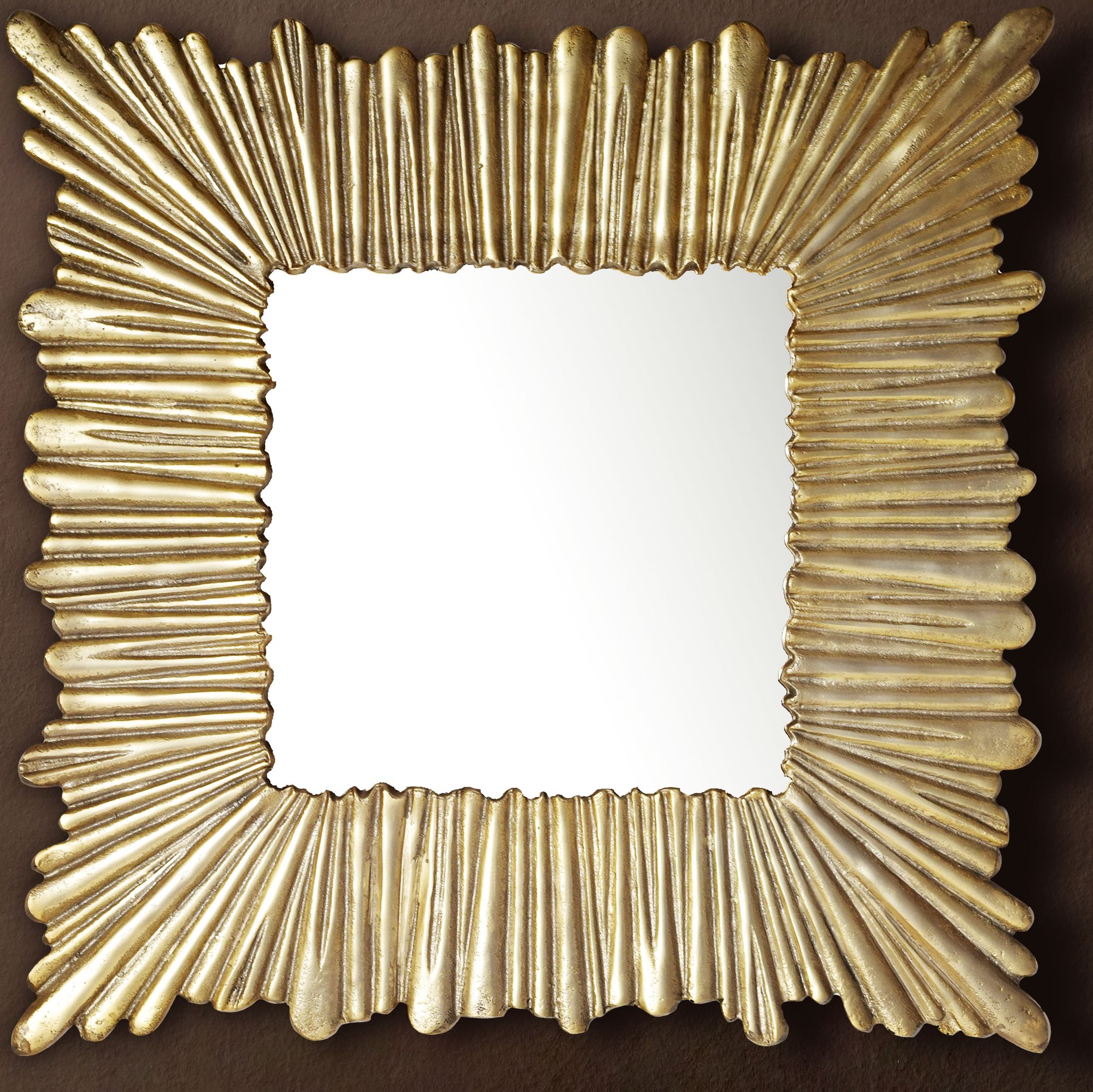 FineBuy Wandspiegel 75x75 cm Metall Design Hängespiegel Gold, Aluminium Dekospiegel Quadratisch mit Rahmen, Spiegel Wand Groß, Flurspiegel Garderobenspiegel Modern | Farbe: Gold