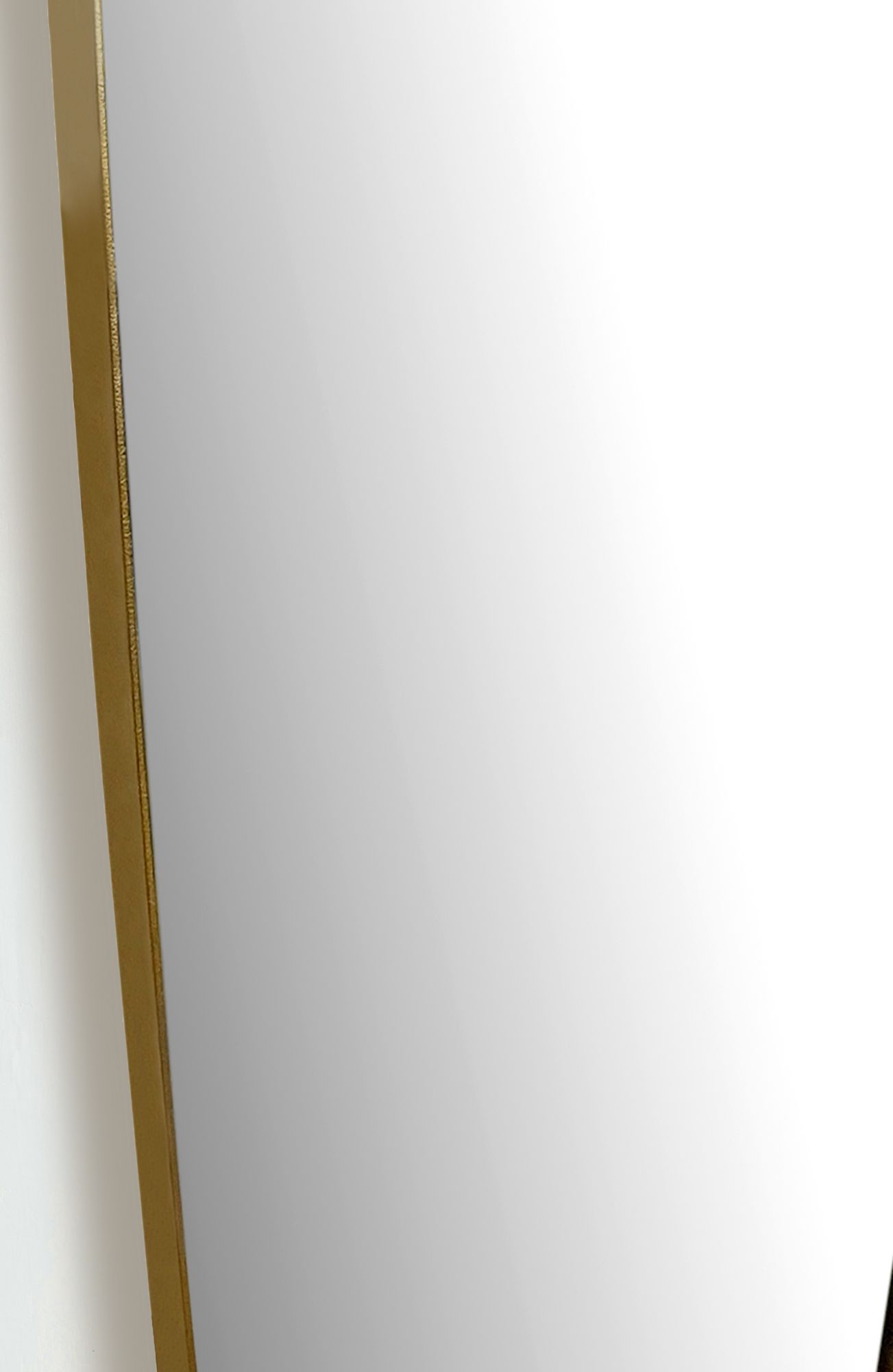 FineBuy Wandspiegel 38x100 cm Metall Design Hängespiegel Gold, Eisen Dekospiegel Rechteckig Abgerundet mit Rahmen, Spiegel Wand Groß, Flurspiegel Länglich, Garderobenspiegel Modern | Farbe: Gold