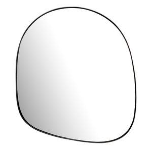 FineBuy Wandspiegel Asymmetrisch 53x60 cm Metall Design Hängespiegel Schwarz, Eisen Dekospiegel Unförmig mit Rahmen, Spiegel Wand Groß, Flurspiegel Garderobenspiegel Modern