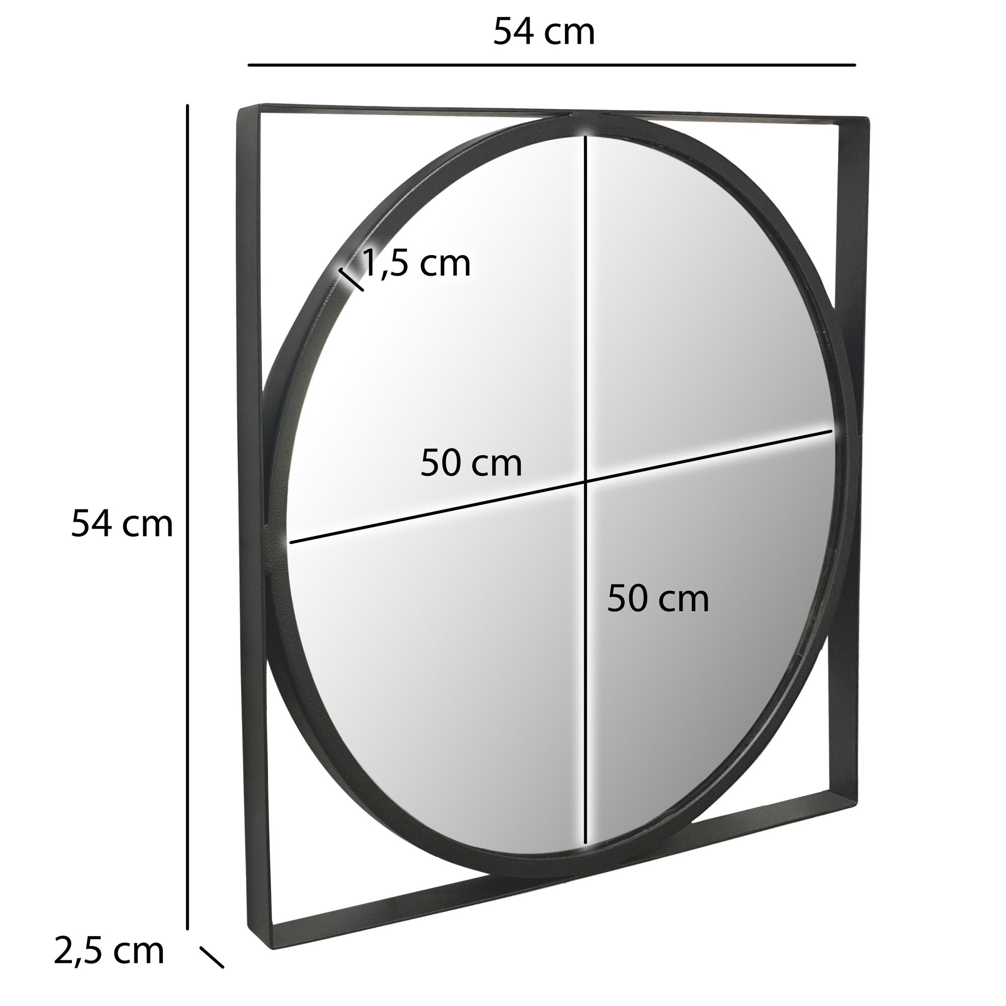 Wandspiegel FineBuy Flurspiegel Rund Metall 54x54 cm Spiegel Hängespiegel – Ansicht 3