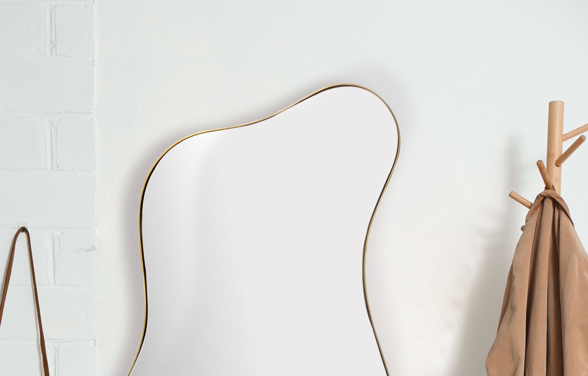 Finebuy Design Wandspiegel organische Form 100 cm moderner unregelmäßiger rahmenloser Spiegel asymmetrisch gold, Badezimmer, Schlafzimmer, Eingangsbereich, Flur | Farbe: Gold