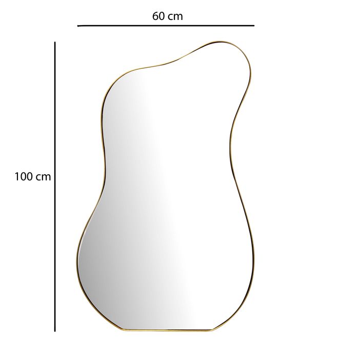 Design Wandspiegel organische Form 100 cm moderner Spiegel asymmetrisch gold – Maßzeichnung