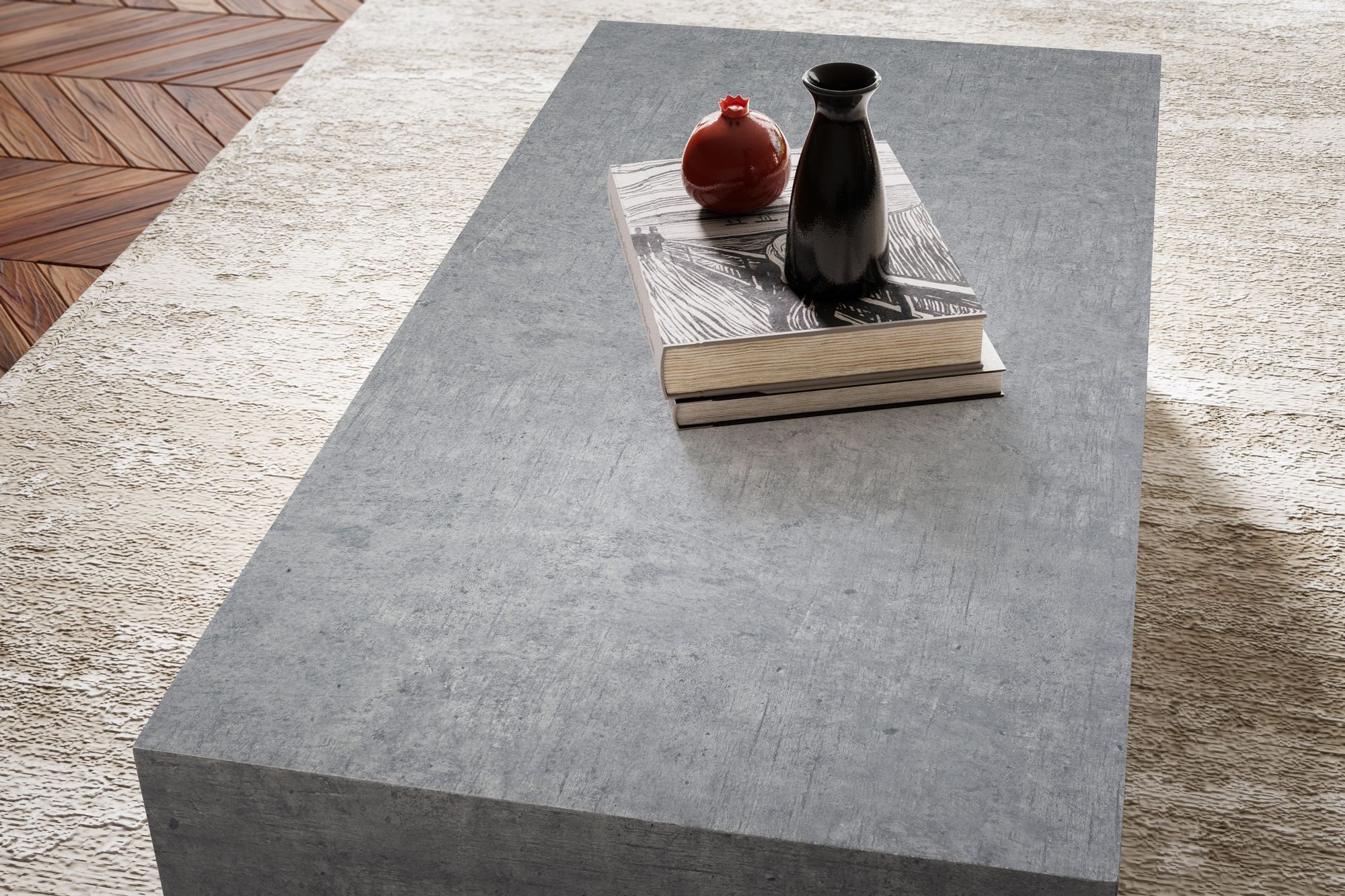 Couchtisch FineBuy Wohnzimmertisch MONOBLOC Beton Optik Grau Sofatisch Modern – Ansicht 4