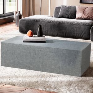 FineBuy Couchtisch MONOBLOC in Beton-Optik Grau, Design Wohnzimmertisch Cube Eckig, Lounge Sofatisch, Stubentisch Modern