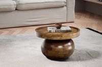 Couchtisch FineBuy Mango Sofatisch Massivholz Braun 50 cm Wohnzimmertisch Rund – Ansicht 2