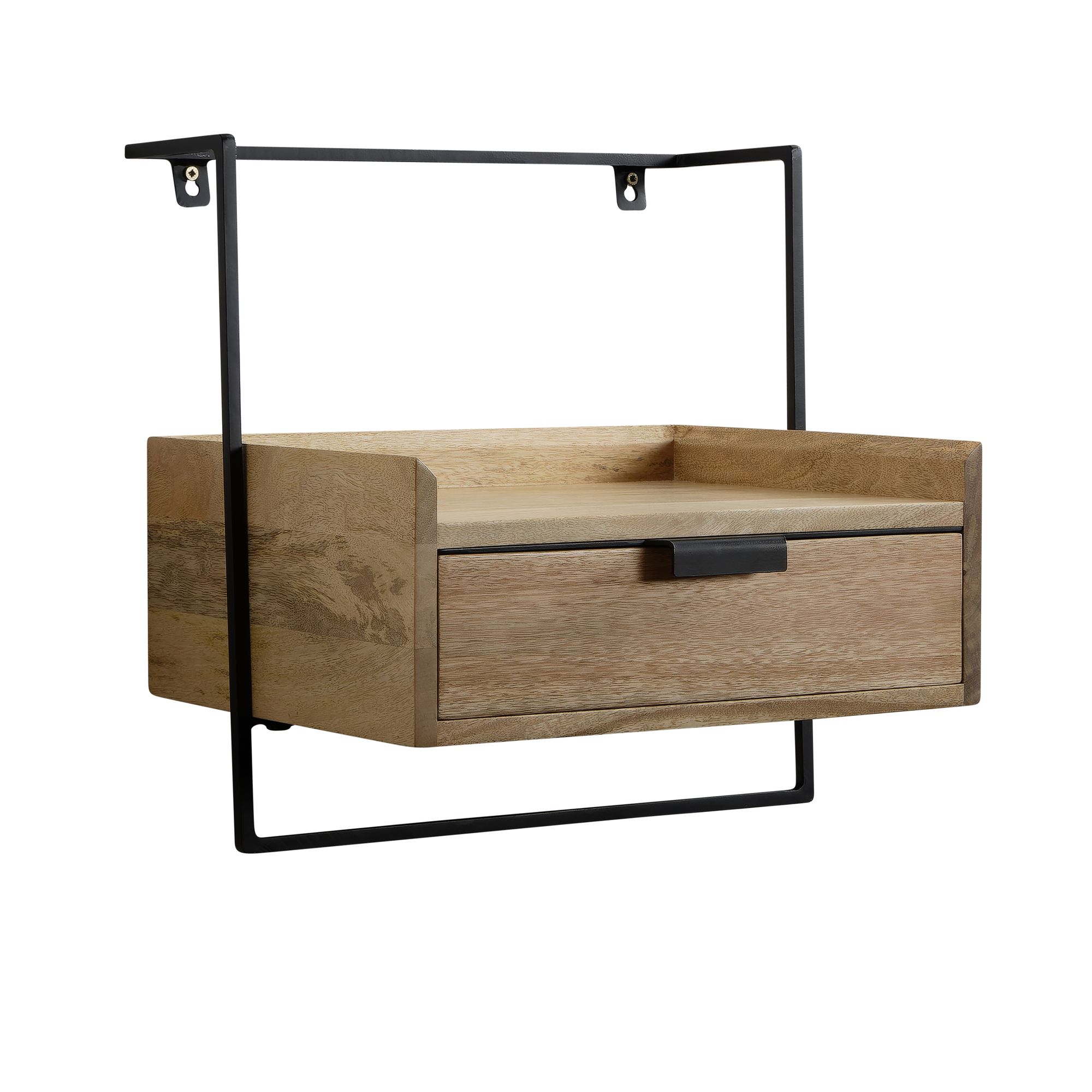 FineBuy Nachtkonsole zur Wandmontage aus Mango Massivholz mit Schublade – schwebender Nachttisch, modernes Wandboard mit Stauraum fürs Schlafzimmer – Nachtkästchen 44x45x35 cm | Farbe: Braun FineBuy Nachtkonsole zur Wandmontage aus Mango Massivholz mit Schublade – schwebender Nachttisch, modernes Wandboard mit Stauraum fürs Schlafzimmer – Nachtkästchen 44x45x35 cm | Farbe: Braun