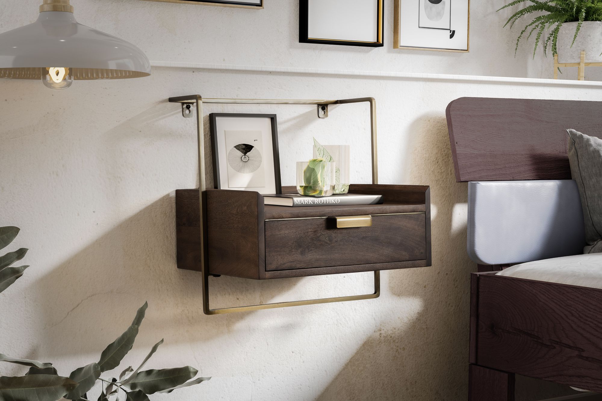 FineBuy Nachtkonsole zur Wandmontage aus Mango Massivholz mit Schublade – schwebender Nachttisch, modernes Wandboard mit Stauraum fürs Schlafzimmer – Nachtkästchen 44x45x35 cm | Farbe: Braun FineBuy Nachtkonsole zur Wandmontage aus Mango Massivholz mit Schublade – schwebender Nachttisch, modernes Wandboard mit Stauraum fürs Schlafzimmer – Nachtkästchen 44x45x35 cm | Farbe: Braun