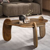 Couchtisch Mango Massivholz Ø78cm Design Wohnzimmertisch in organischer Form – Ansicht 1