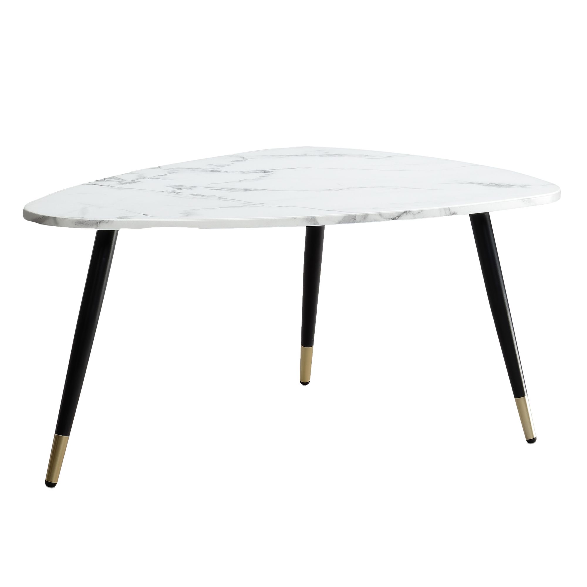Couchtisch FineBuy Sofatisch Marmor Optik 90 cm Wohnzimmertisch Tisch Dreibein – Ansicht 6
