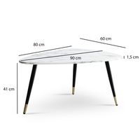 Couchtisch FineBuy Sofatisch Marmor Optik 90 cm Wohnzimmertisch Tisch Dreibein – Ansicht 3