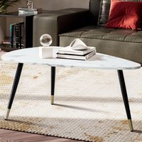 Couchtisch FineBuy Sofatisch Marmor Optik 90 cm Wohnzimmertisch Tisch Dreibein – Ansicht 1