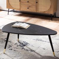 Couchtisch FineBuy Sofatisch Marmor Optik 90 cm Wohnzimmertisch Tisch Dreibein – Ansicht 1