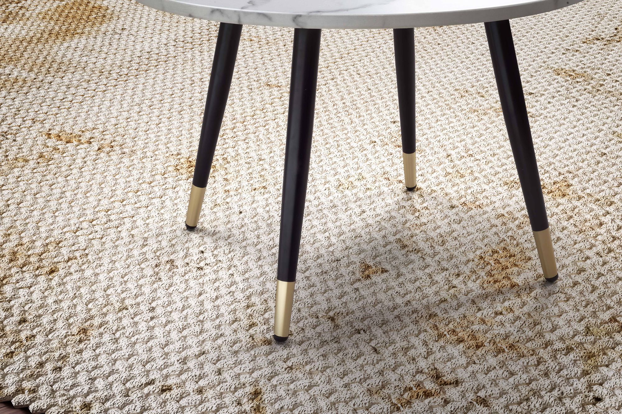 FineBuy Couchtisch 60x60x41 cm mit Marmor Optik Modern, Design Wohnzimmertisch mit Metall-Gestell, Sofatisch Rund Tisch, Beistelltisch Wohnzimmer | Farbe: Weiß